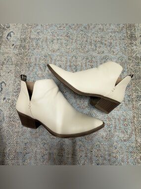 Time and Tru Cream Pointed-Toe Ankle Booties
